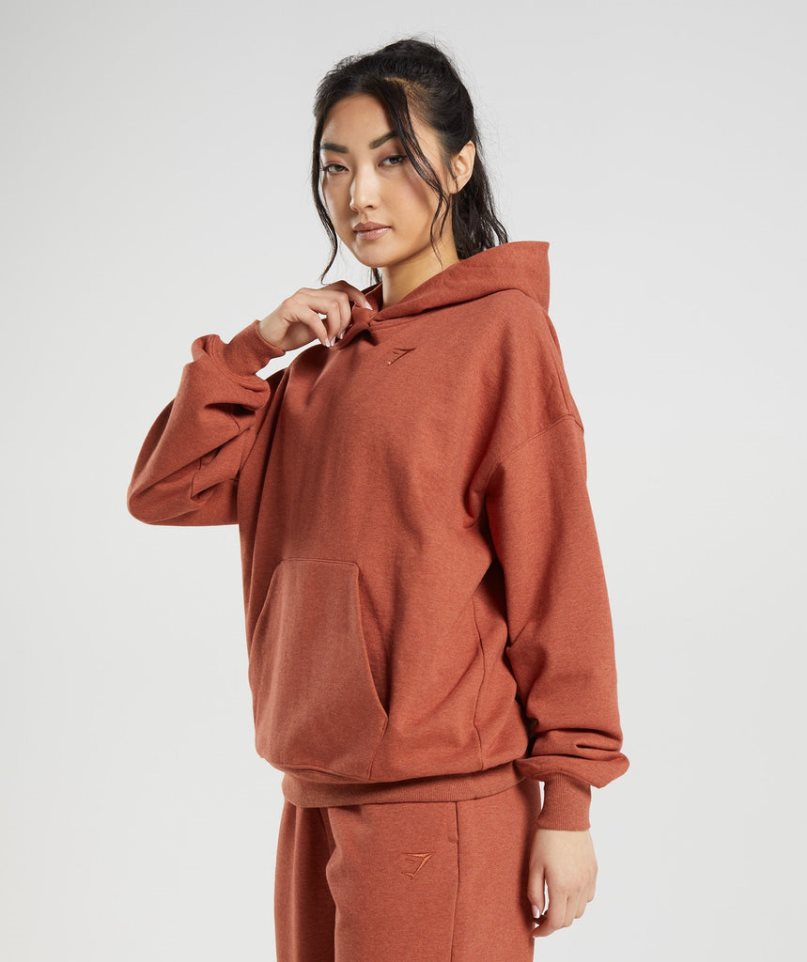 Women's Gymshark Rest Day Sweats Hoodie Brown | CA 6813AN